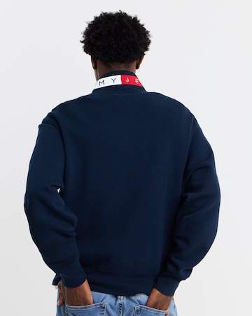 Tommy Jeans Branded Collar 1/4 Zip Sweatshirt - Navy