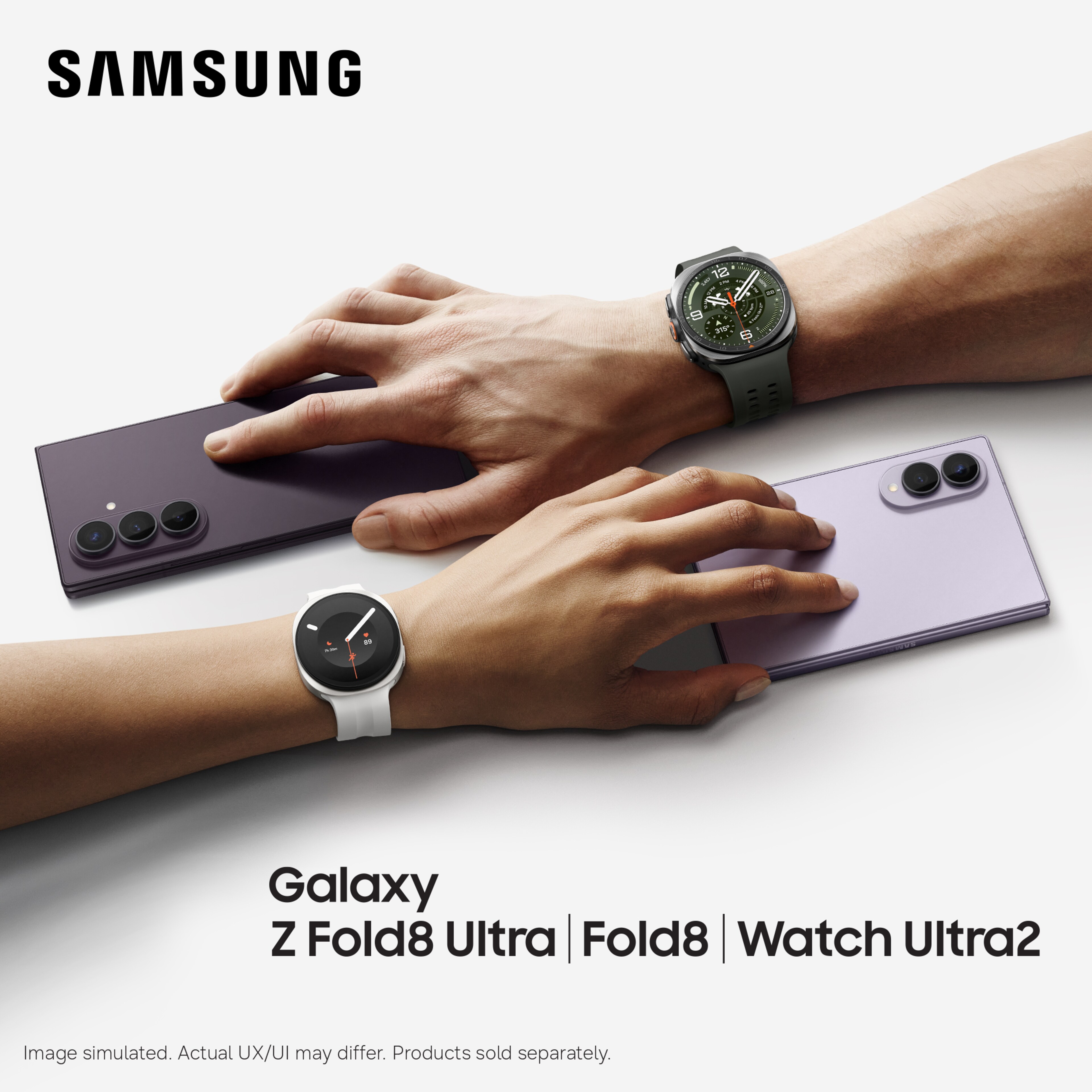 Samsung Galaxy Z Fold8 Ultra | Fold8 \ Watch Ultra2. Buy today and tray it for 100 days. Love it or your money back!. T&C's apply.