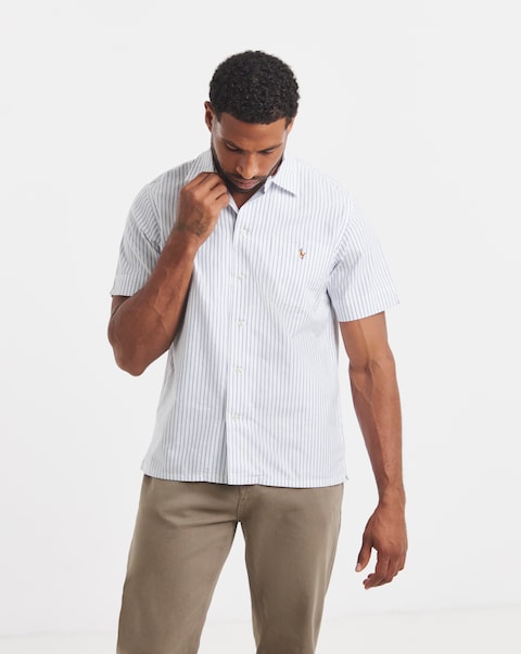 Polo Ralph Lauren Short Sleeve Lightweight Oxford Shirt - White/Blue