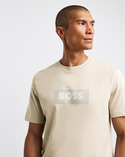 BOSS Short Sleeve Effect Logo T-Shirt - Light Beige