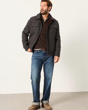 FatFace Check Wool Mix Barn Jacket (Regular & Tall) - Charcoal