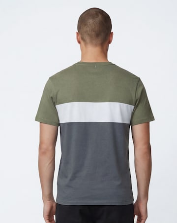 Colour Block Crew Neck T-Shirt Long - Khaki