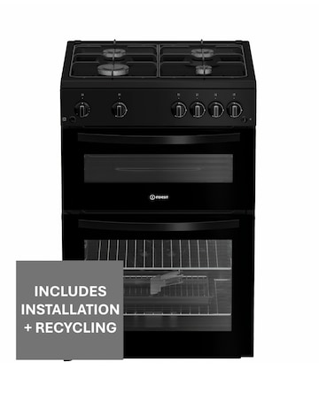 Indesit ITG6GB 60cm Gas Twin Cooker - Black + Installation