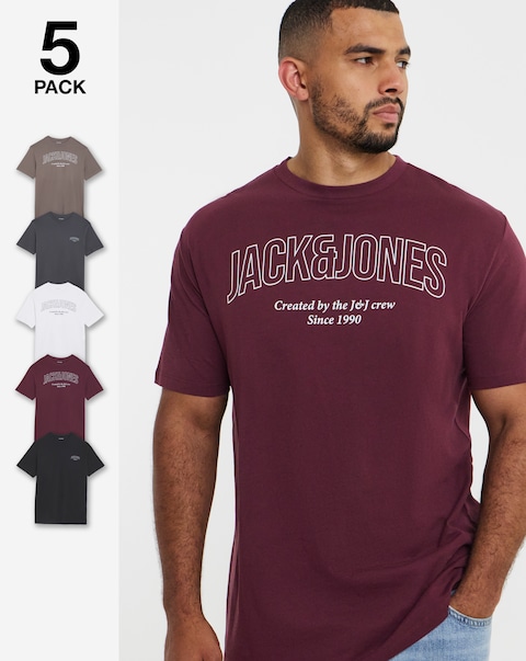 Jack & Jones George Logo 5-Pack T-Shirts - Multi