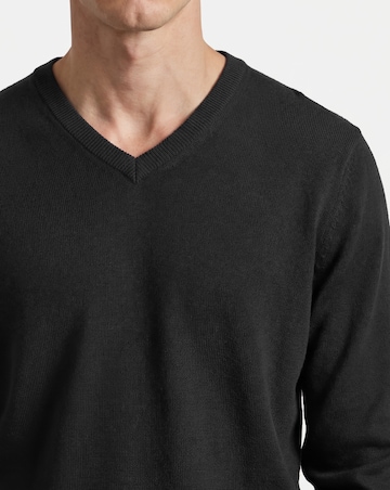 Cotton Knitted V Neck Jumper Long