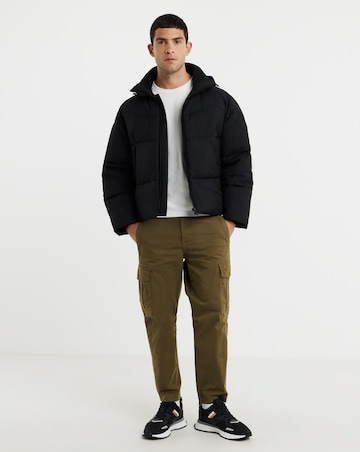 BOSS Oversized Hooded Puffer Jacket - Black