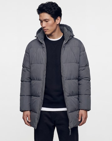 Grey Mid Length Puffer Jacket