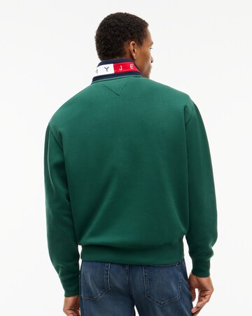 Tommy Jeans Branded Collar 1/4 Zip Sweatshirt - Green