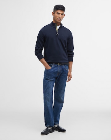 Barbour Cotton 1/2 Zip Knitted Jumper - Navy