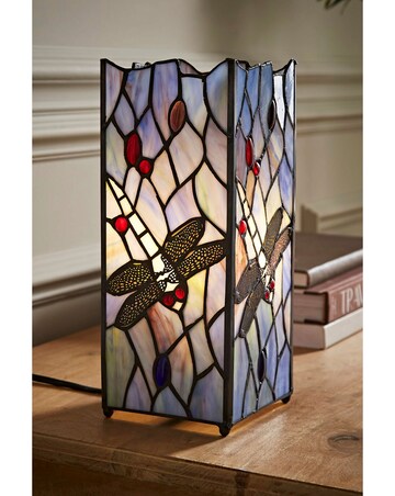 ValueLights Dragonfly Design Tiffany Square Table Lamp