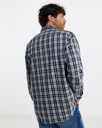 BOSS Long Sleeve Check Shirt - Grey