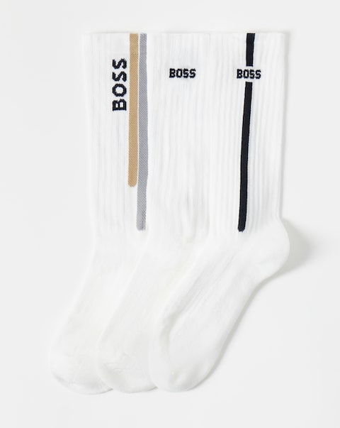 BOSS 3 Pack Rib Sport Socks - White