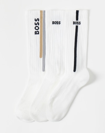 BOSS 3 Pack Rib Sport Socks - White