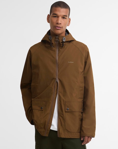 Barbour Hooded Domus Waterproof Jacket - Dark Sand