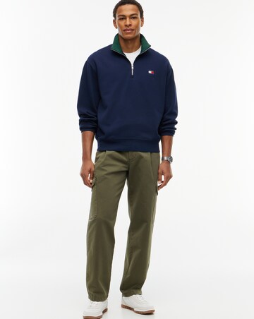 Tommy Jeans Branded Collar 1/4 Zip Sweatshirt - Navy