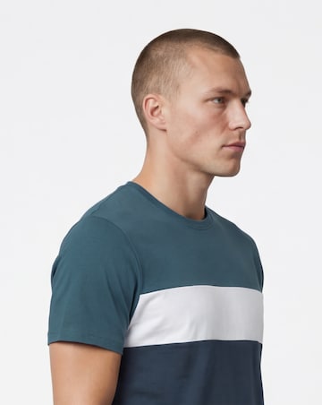 Colour Block Crew Neck T-Shirt Long - Navy