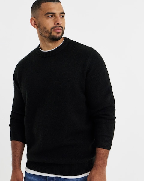 Jack & Jones Soho Ollie Crew Knit Jumper - Black