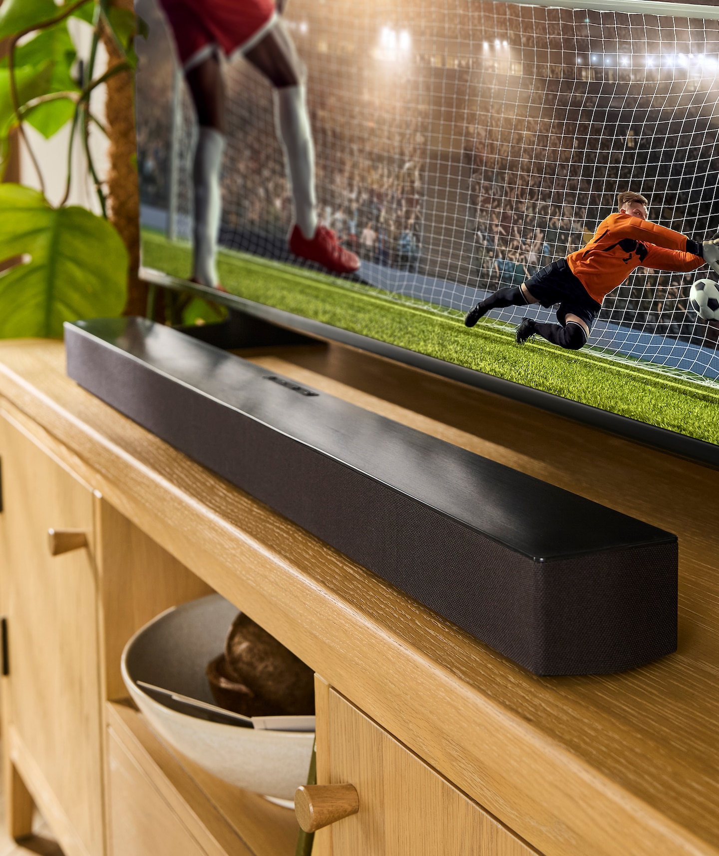 Samsung HW-B46CF/XU 2.1ch, 300W, Soundbar with Wireless Subwoofer, DTS Virtual:X is pictured