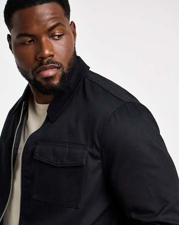 Black Zip Up Smart Harrington Jacket