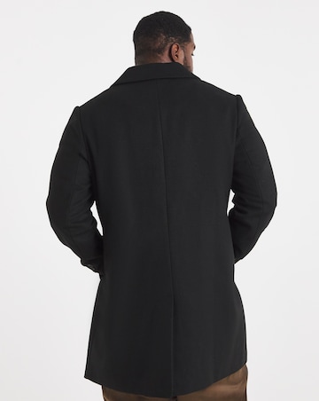 Black Wool Blend Mid Length Overcoat
