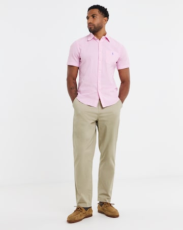 Polo Ralph Lauren Short Sleeve Stripe Seersucker Shirt - Pink/ White