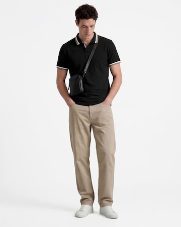Tipped Pique Polo Long Length-Black