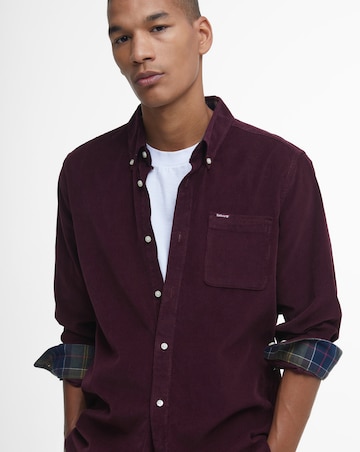 Barbour Ramsey Long Sleeve Tailored Cord Shirt - Red
