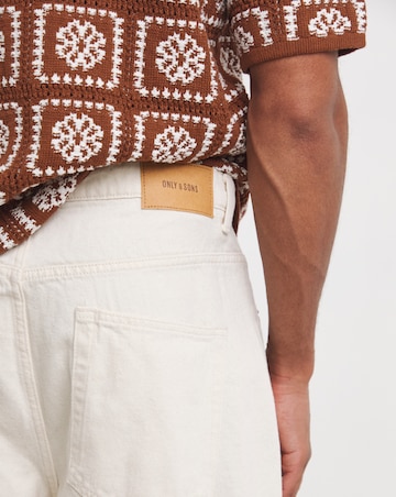 Only & Sons Carl Loose Denim Shorts - Cream