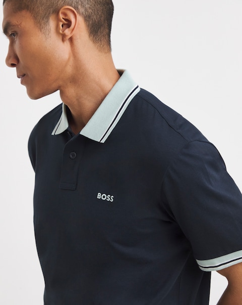 BOSS Short Sleeve Tipped Polo - Navy