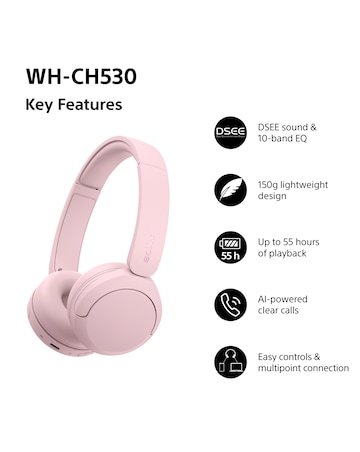 Sony WH-CH530 Wireless On-Ear Headphones - Pink