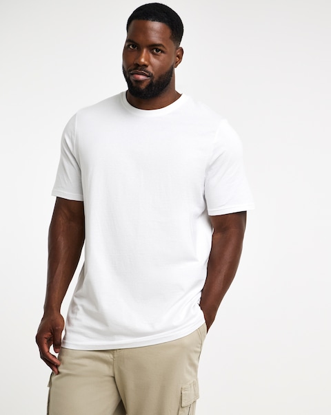 Pure Cotton Crew Neck T-Shirt Extra Long- White