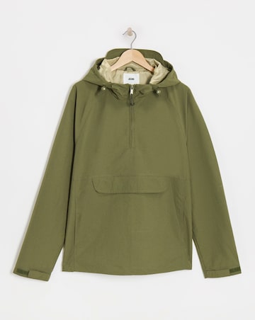 Khaki Overhead Hooded Zip Detail Lightweight Jacket