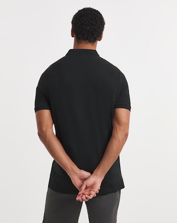 Pure Cotton Pique Polo Long Length- Black