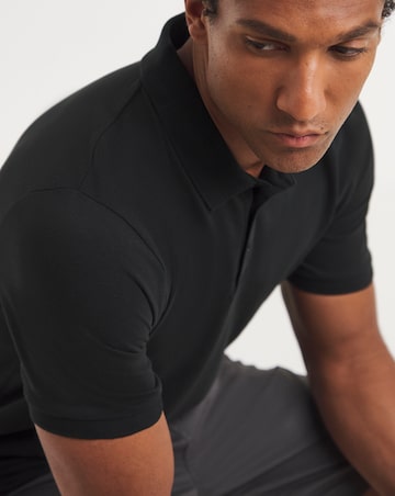 Pure Cotton Pique Polo Long Length- Black