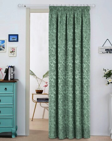Buckingham Jacquard Light Filtering Pencil Pleat Lined Door Curtain