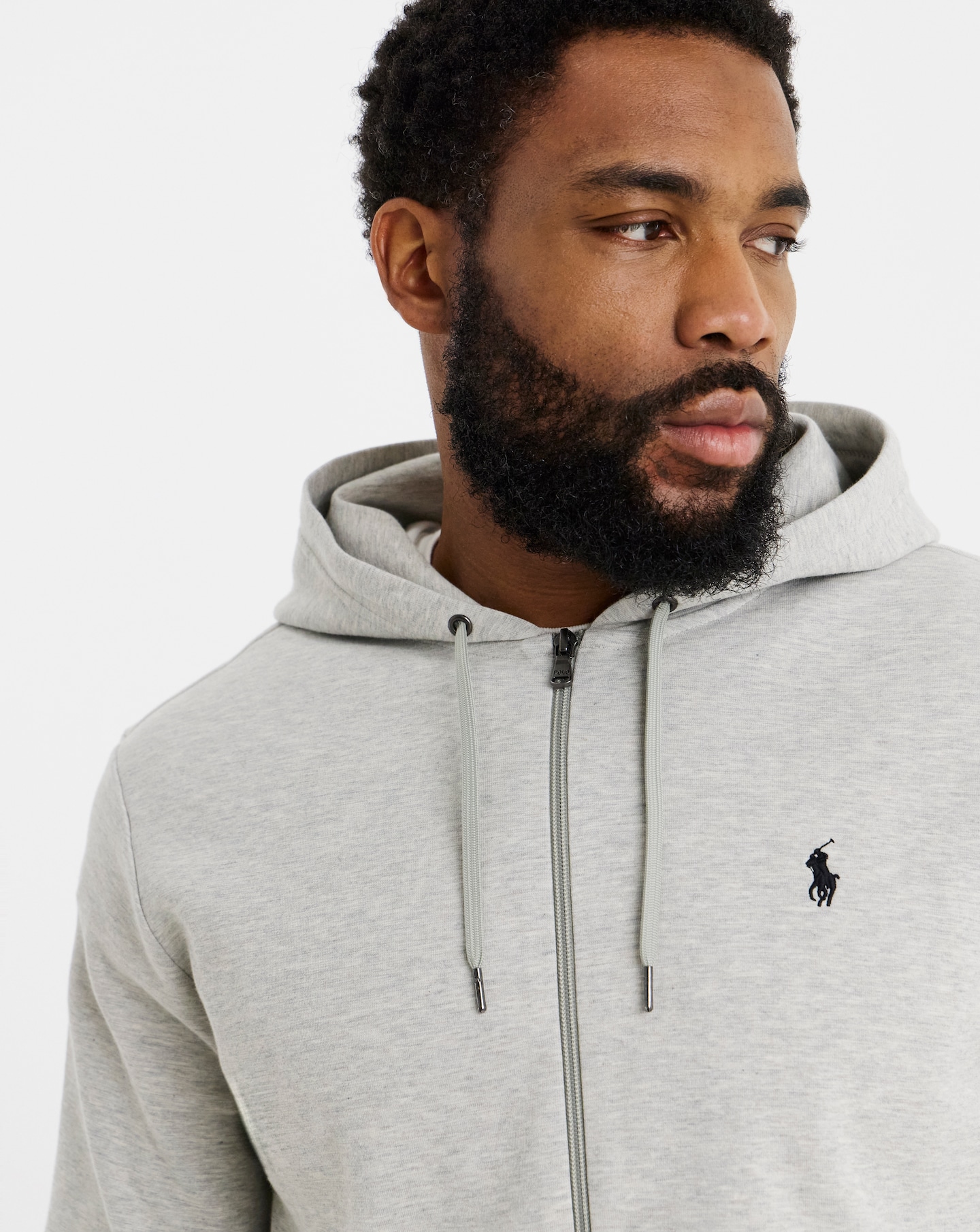 Polo Ralph Lauren Double Knit Zip Through Hoodie - Light Grey