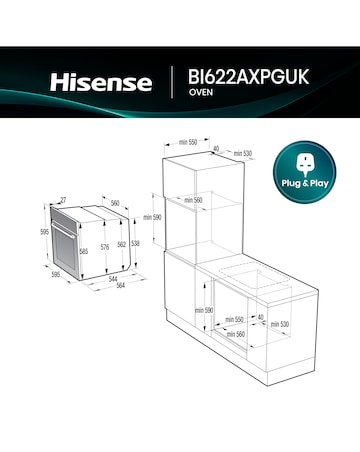 Hisense BI622AXPGUK Hi2 Built In Electric Plug & Play Oven - Stainless Steel