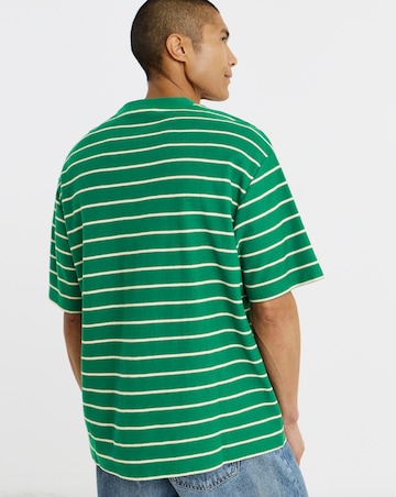 Calvin Klein Short Sleeve Script Stripe Pique T-Shirt - Forest Green