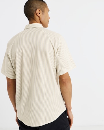 BOSS Short Sleeve Stretch Stripe Shirt - Light Beige