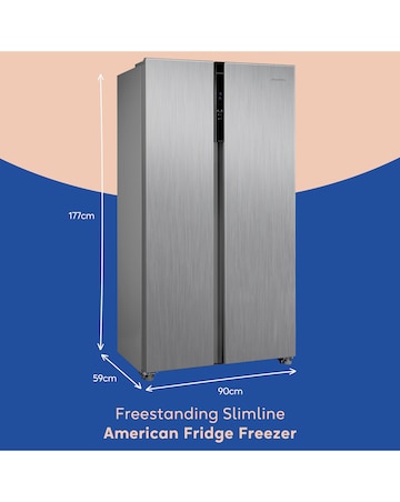 Russell Hobbs RH90AFF201SS Slim American Fridge Freezer - Inox- E Rated