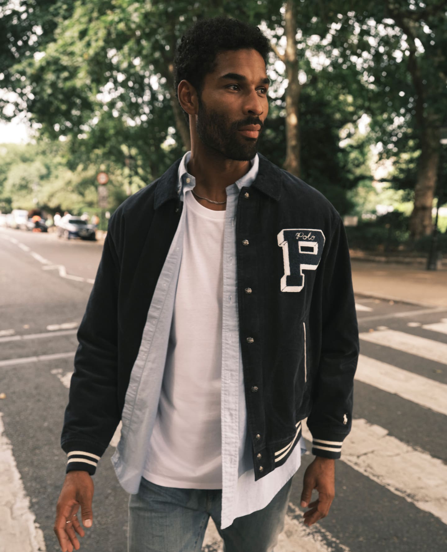 Model wearing Polo Ralph Lauren Jacket