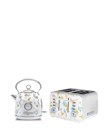 Laura Ashley Elevden White 1.7L Dome Kettle and 4 Slice Toaster Bundle