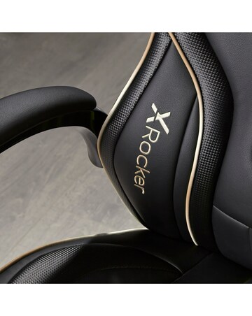 X Rocker Maverick Office Gaming Chair with Lumbar Support- Black & Gold