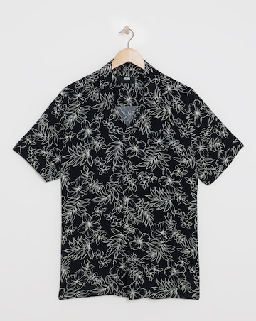 Short Sleeve Leaf Print Shirt with Ecovero
