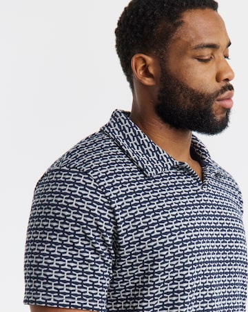 Jack & Jones Eli Jacquard Knit Polo - Navy