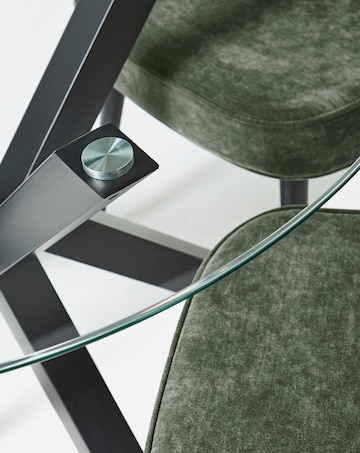 Bodie Black Dining Table with 4 Emilie Chenille Chairs