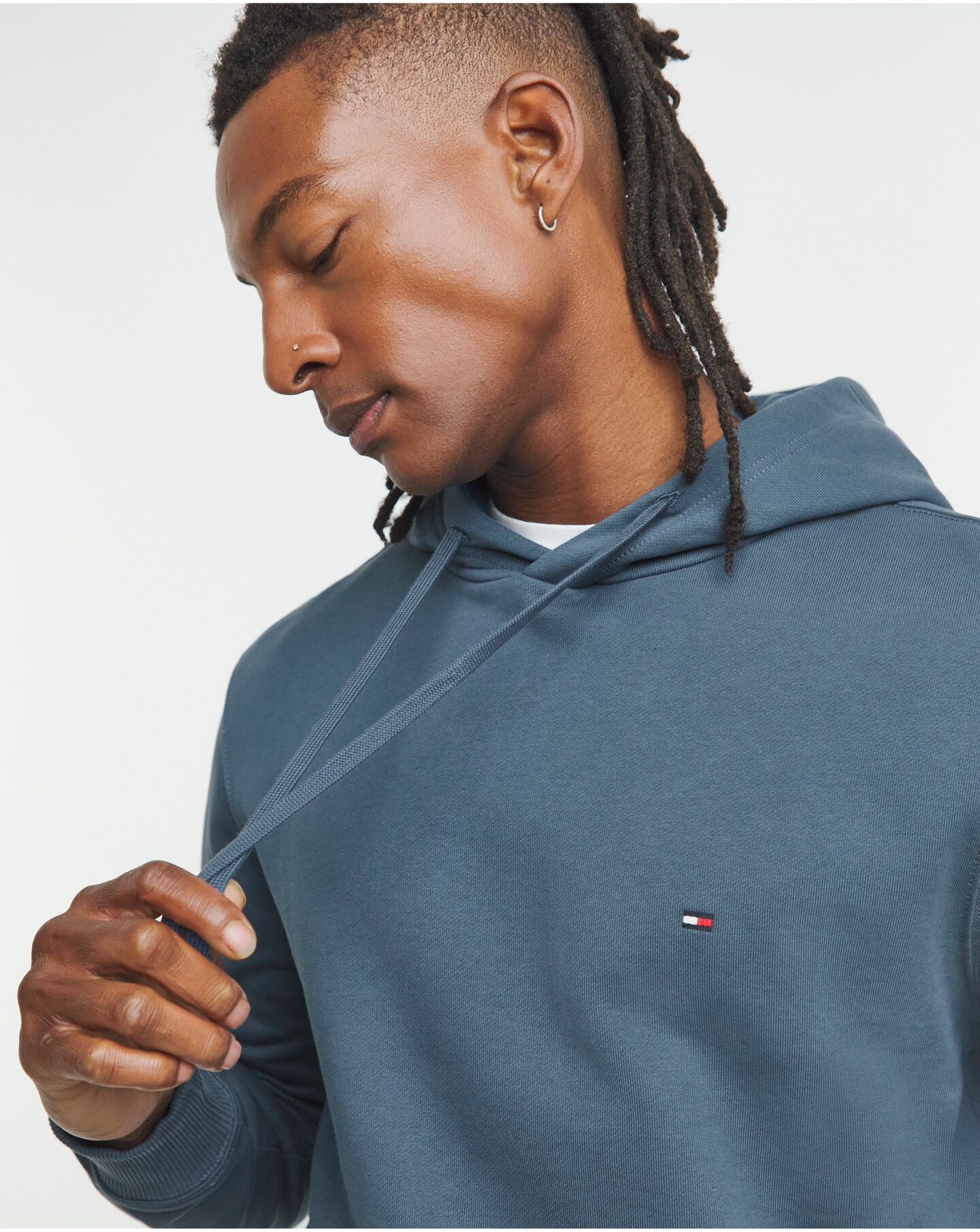Tommy Hilfiger Essential Terry Hoodie - Blue | Jacamo