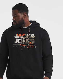 Jack & Jones Luke Camo Logo Hoodie - Black