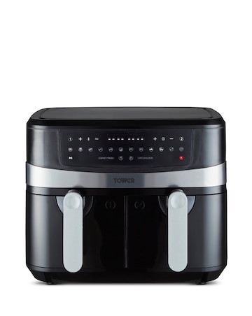 Tower 2x 4.5Litre 1600W Vortex Black Dual Basket Digital Air Fryer T17088
