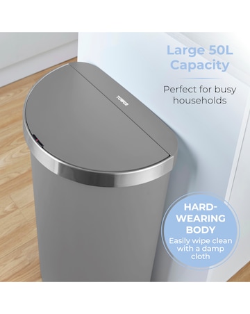 Tower Grey 50L Curved Sensor Bin